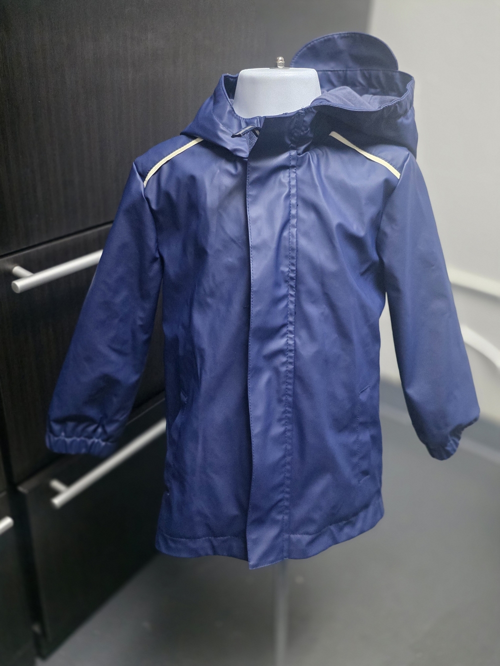 Cat & Jack Navy Hooded Raincoat with Cream Shoulder Trim